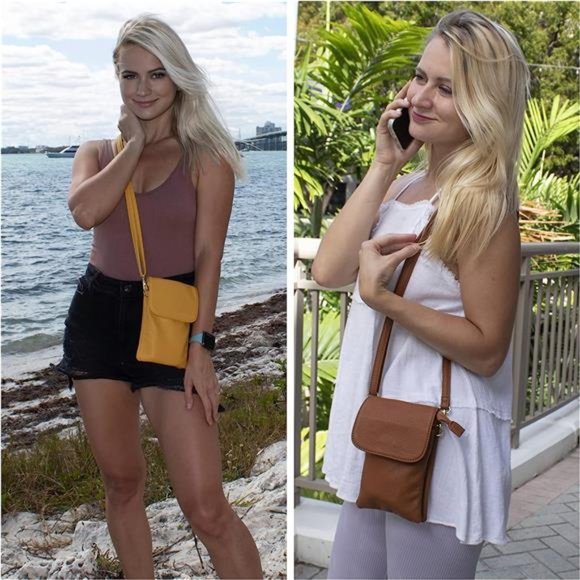 Roomy Pockets Small Crossbody Bags Cell Phone Wallet Mustard Yellow - Picture 2 of 7